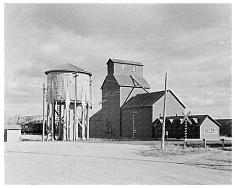 Michigan North Dakota Water Tower and Railroad Station 1937