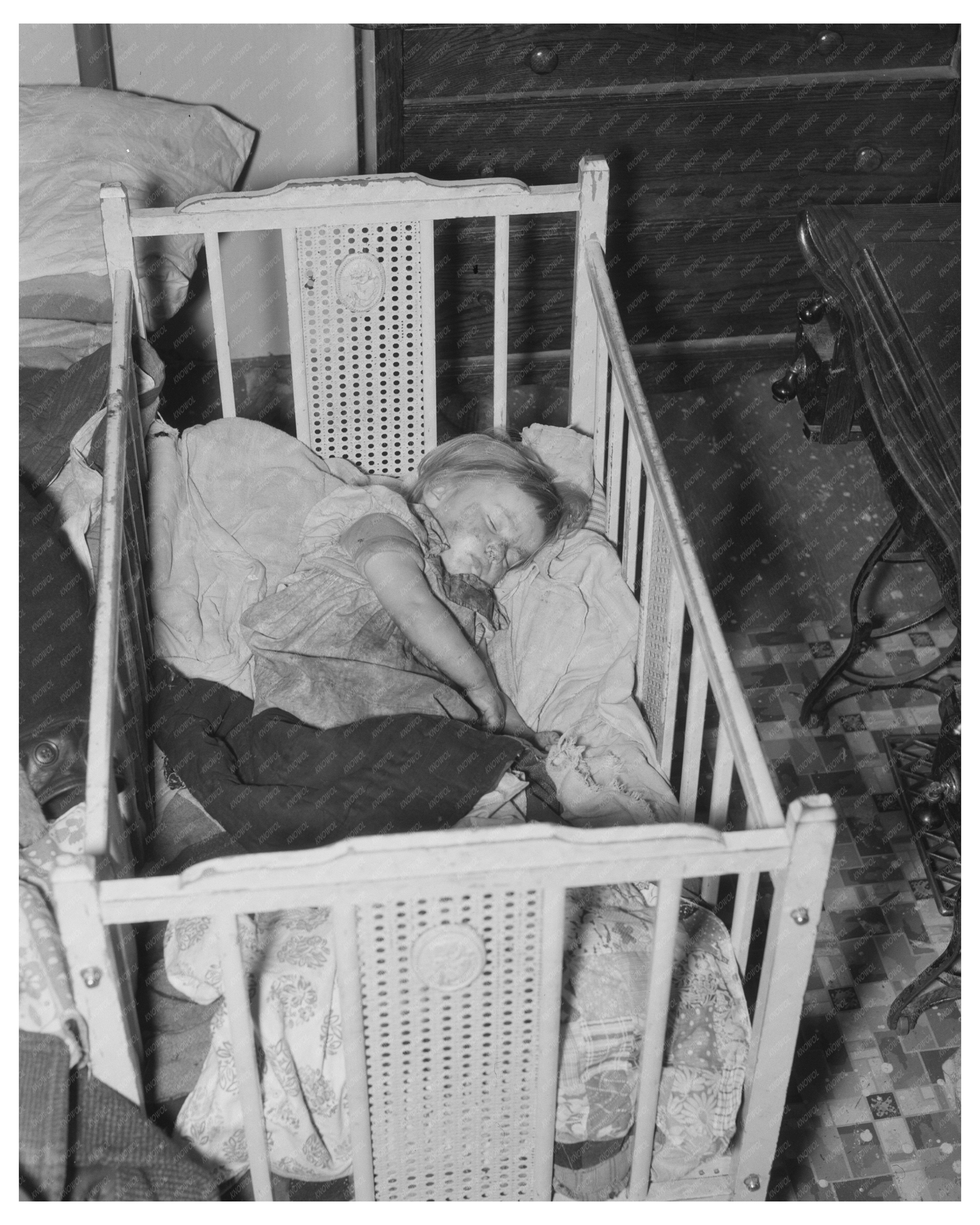 Sleeping Child in Farm Home North Dakota October 1937