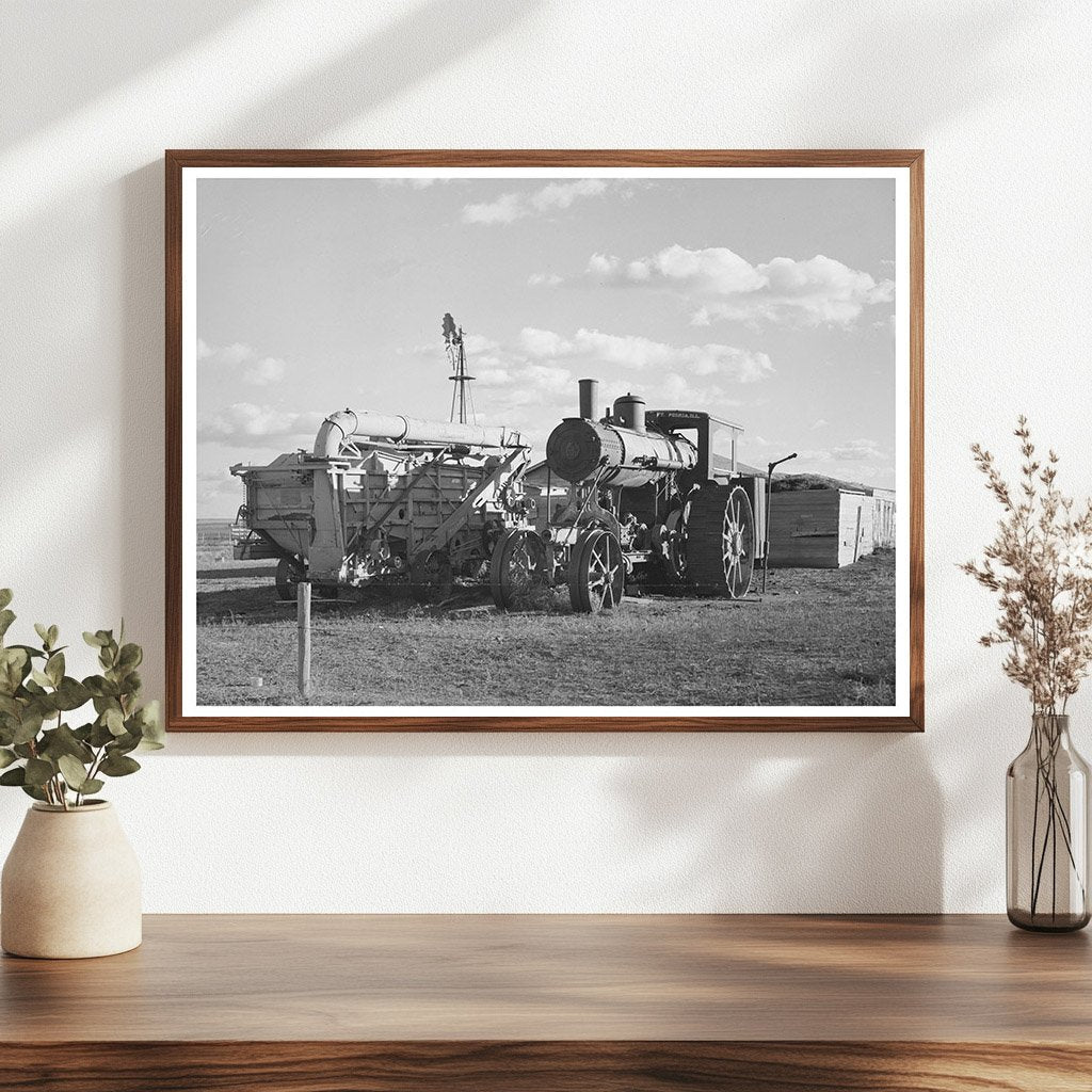 Steam Tractor and Threshing Machine in North Dakota 1937