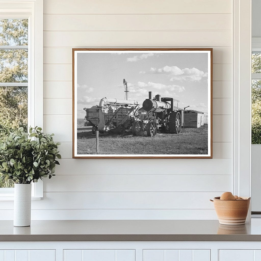 Steam Tractor and Threshing Machine in North Dakota 1937