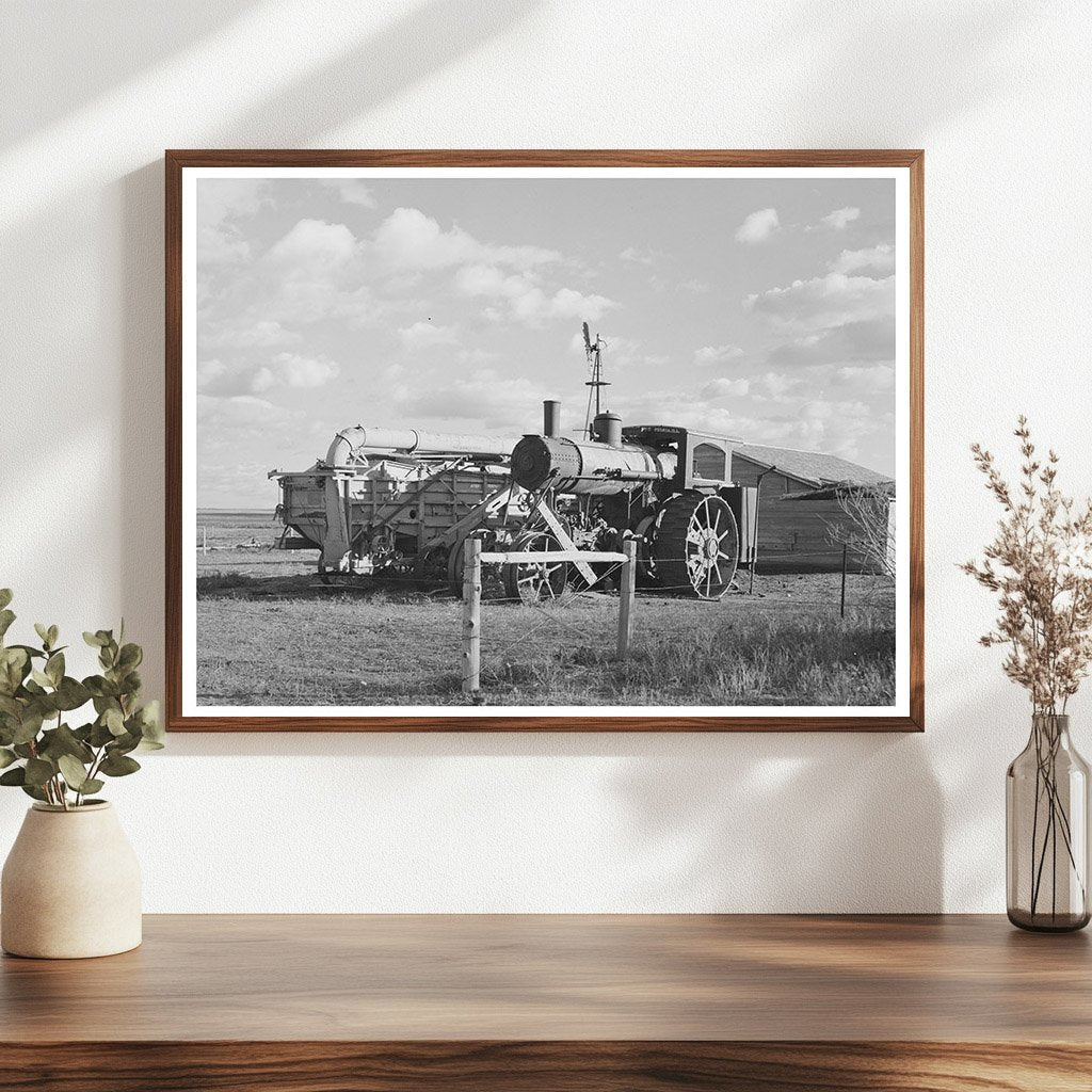 Vintage Steam Tractor and Threshing Machine North Dakota 1937