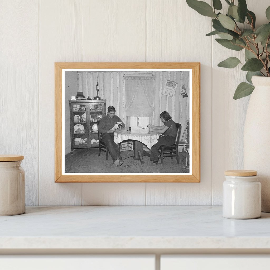 Children Reading at Dining Table in North Dakota 1937