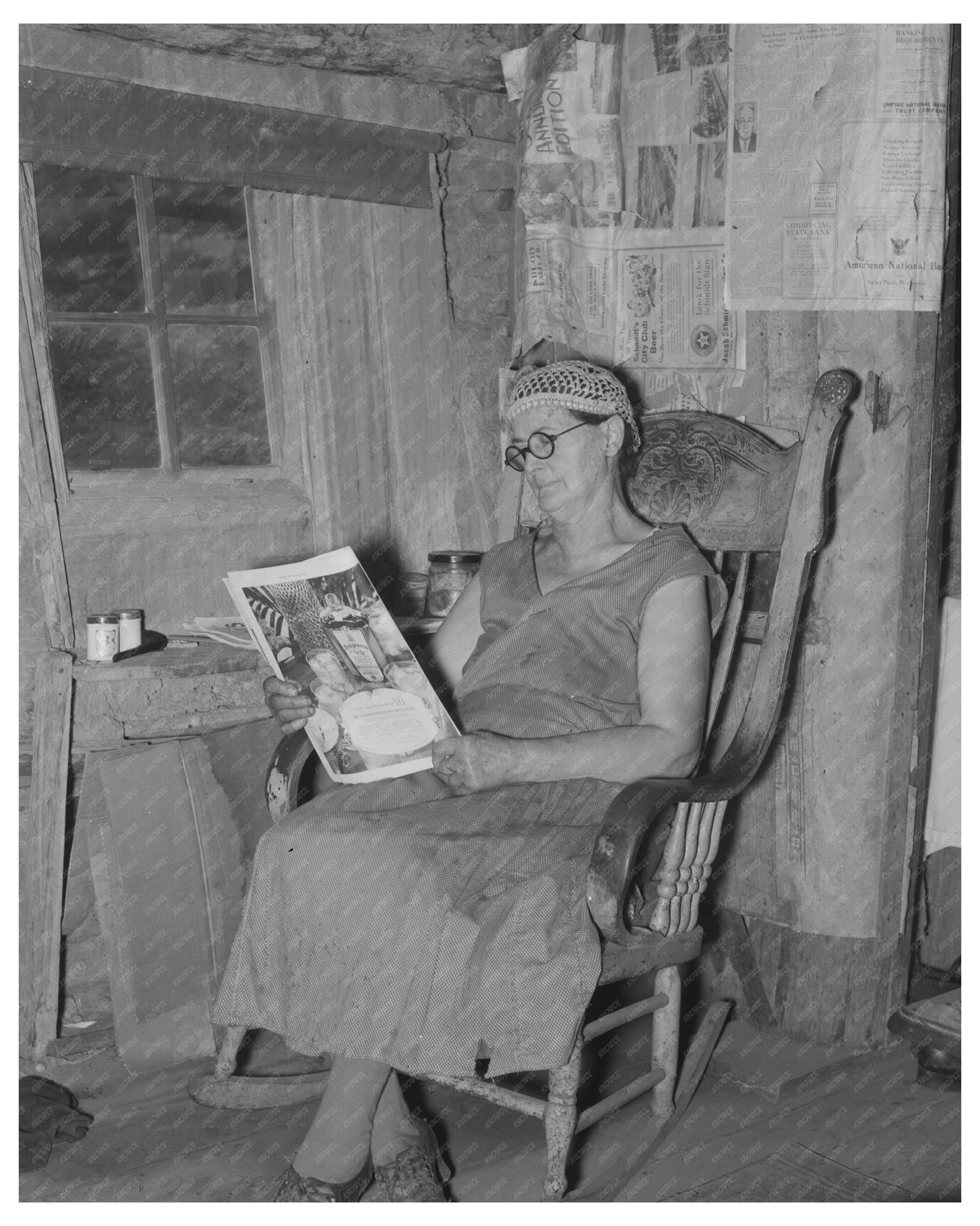 Homesteaders Wife in North Dakota Shack 1937