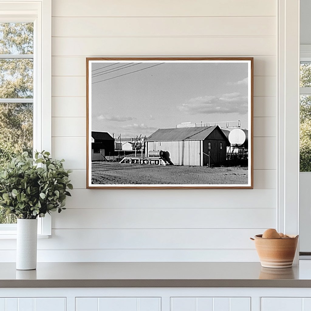 Vintage Oil Station in Plentywood Montana 1937