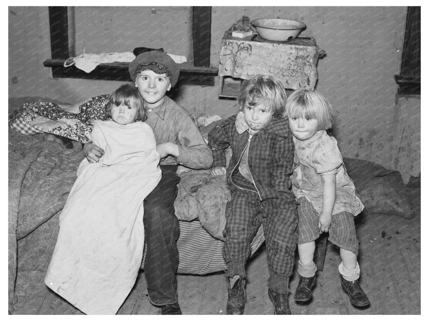 Drought Children in Montana Farm Home 1937