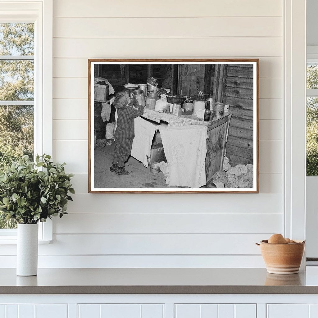 Young Girl in Kitchen Montana Farm Home 1937
