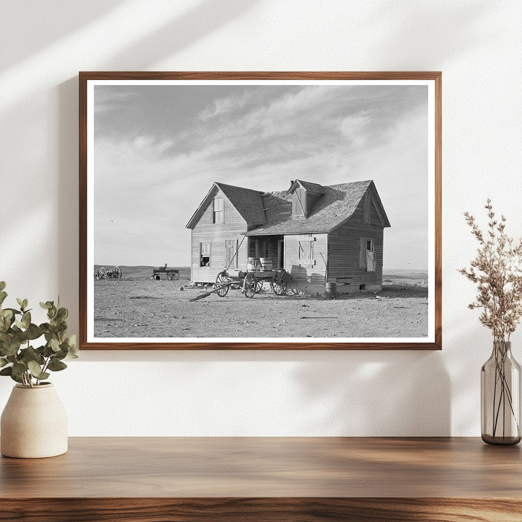 Vintage Farmhouse and Wagon in Montana 1937