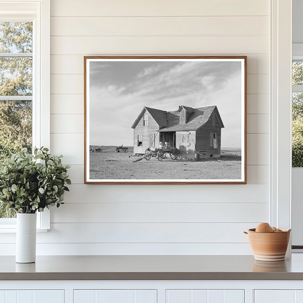 Vintage Farmhouse and Wagon in Montana 1937