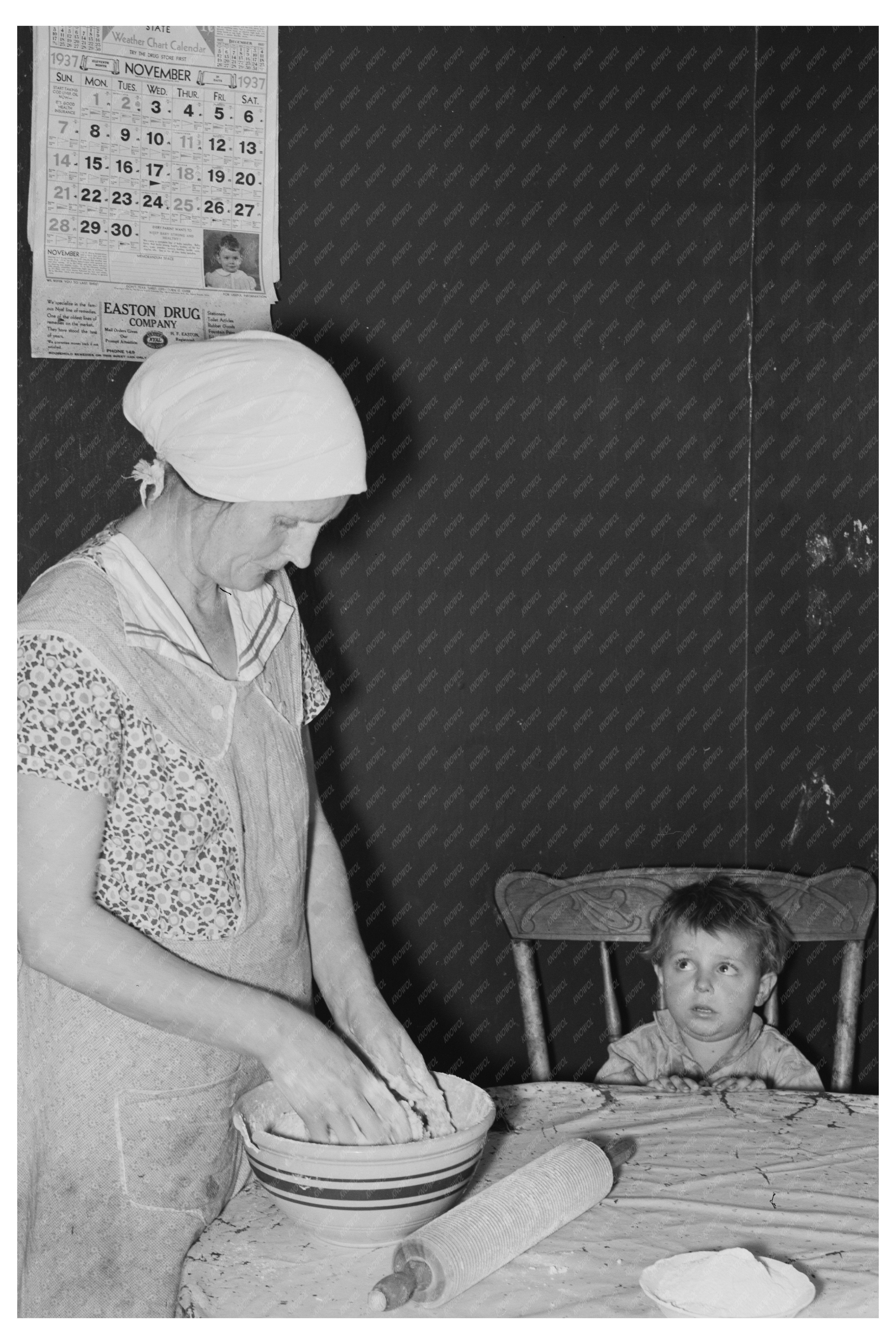 Mrs. Baker Kneading Dough North Dakota November 1937