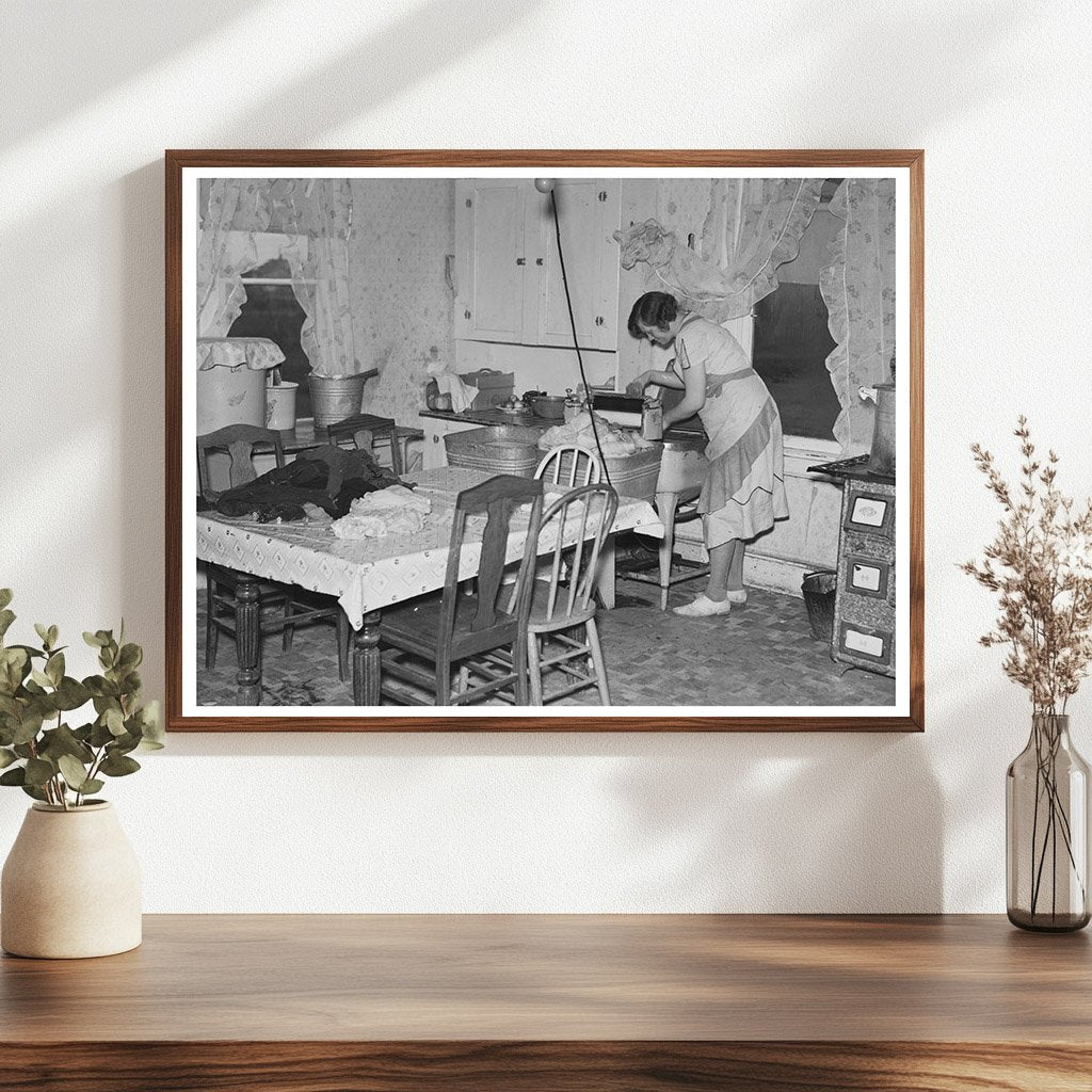 Wife Doing Laundry in Crosby North Dakota 1937