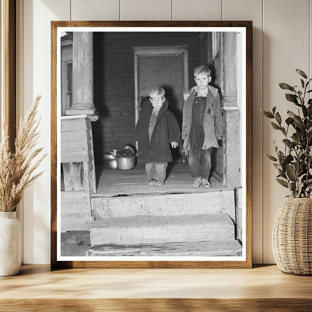 Children on Porch in Crosby North Dakota November 1937