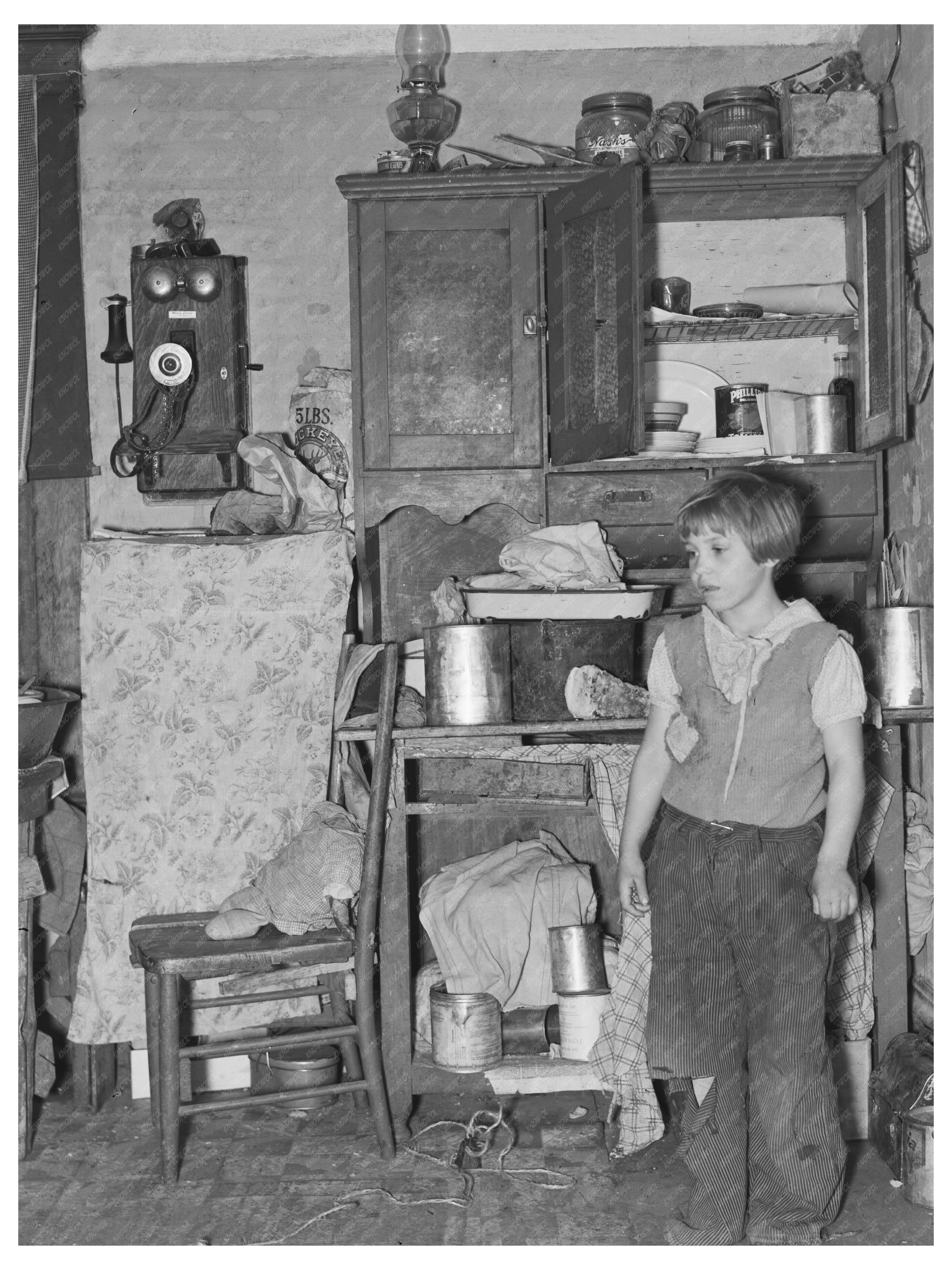 Girl in Kitchen at John Bakers Farm North Dakota 1937