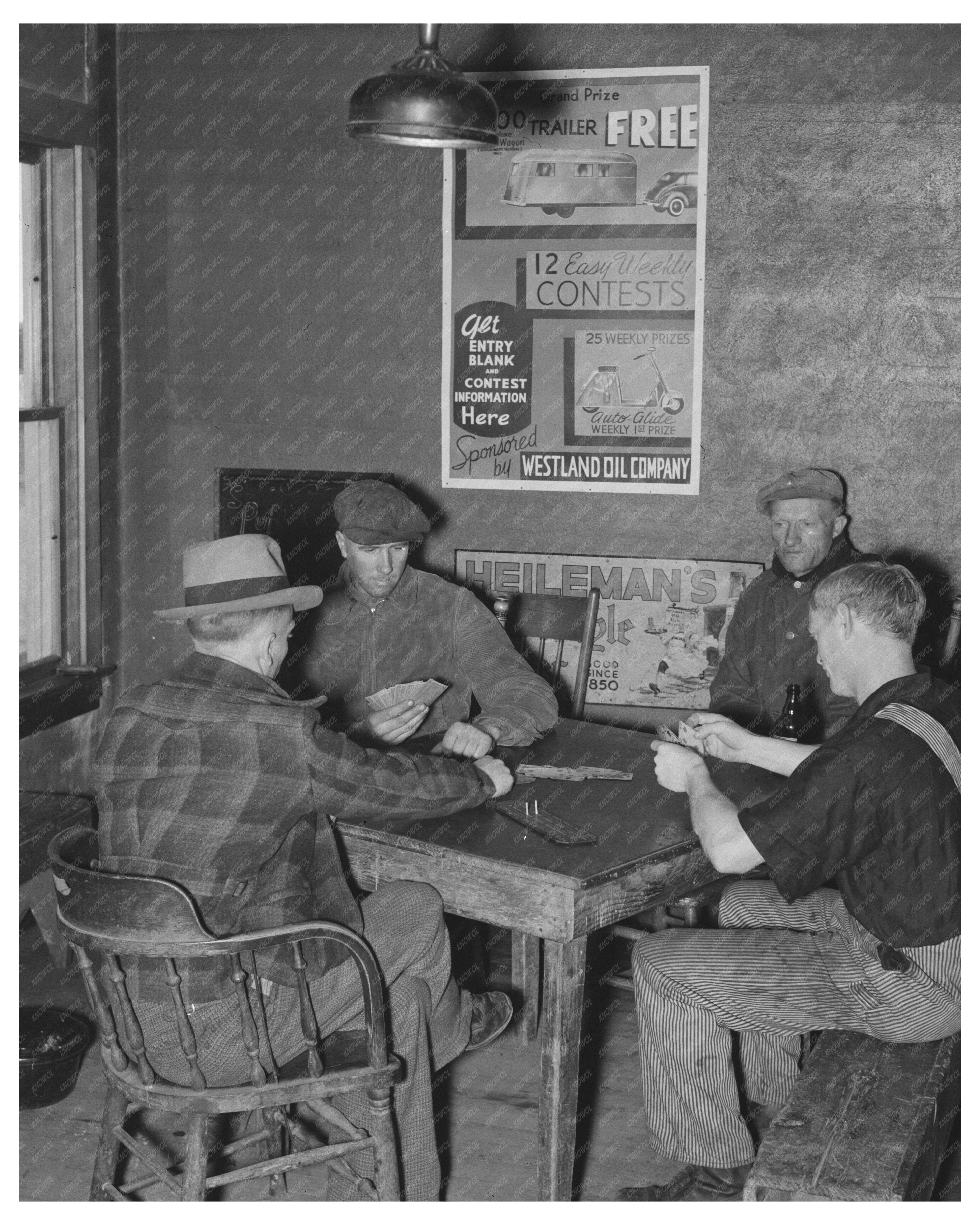 Card Game in Beer Parlor Alkabo North Dakota 1937
