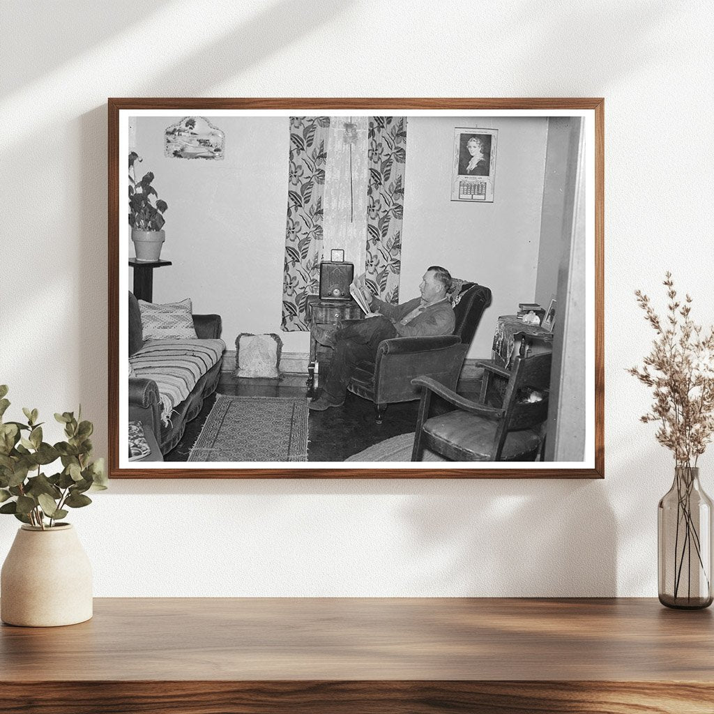 Mr. Jorgenson Reading in Living Room North Dakota 1937