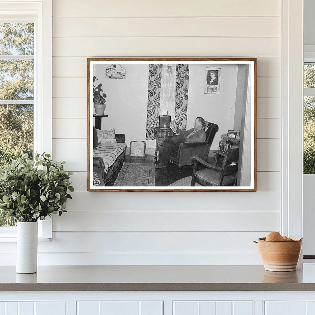 Mr. Jorgenson Reading in Living Room North Dakota 1937