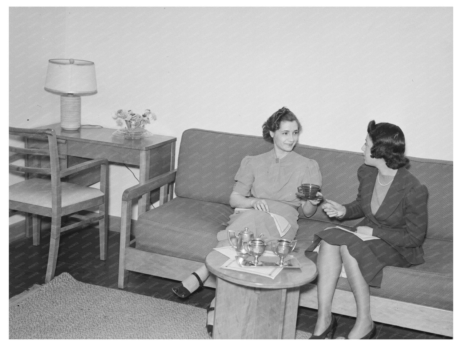 Tea Served in One-Room Apartment Greenbelt Maryland 1938