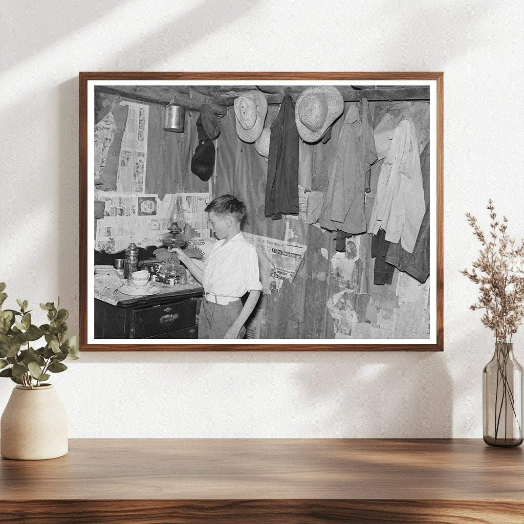 Sharecroppers Son in Bedroom La Forge Missouri 1938
