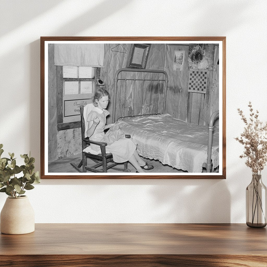 Sharecroppers Daughter Sewing in 1938 Missouri Home