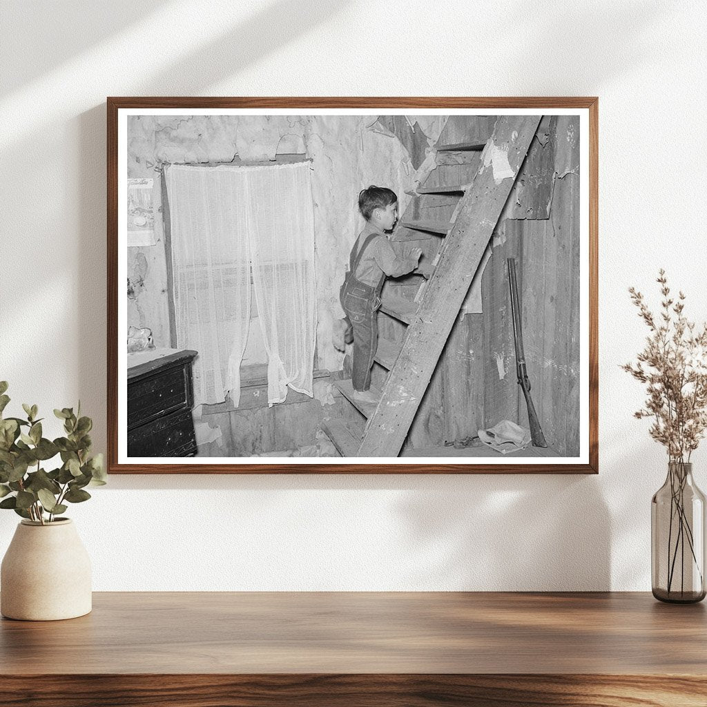 Sharecroppers Son Climbing Stairs Attic Bedroom May 1938