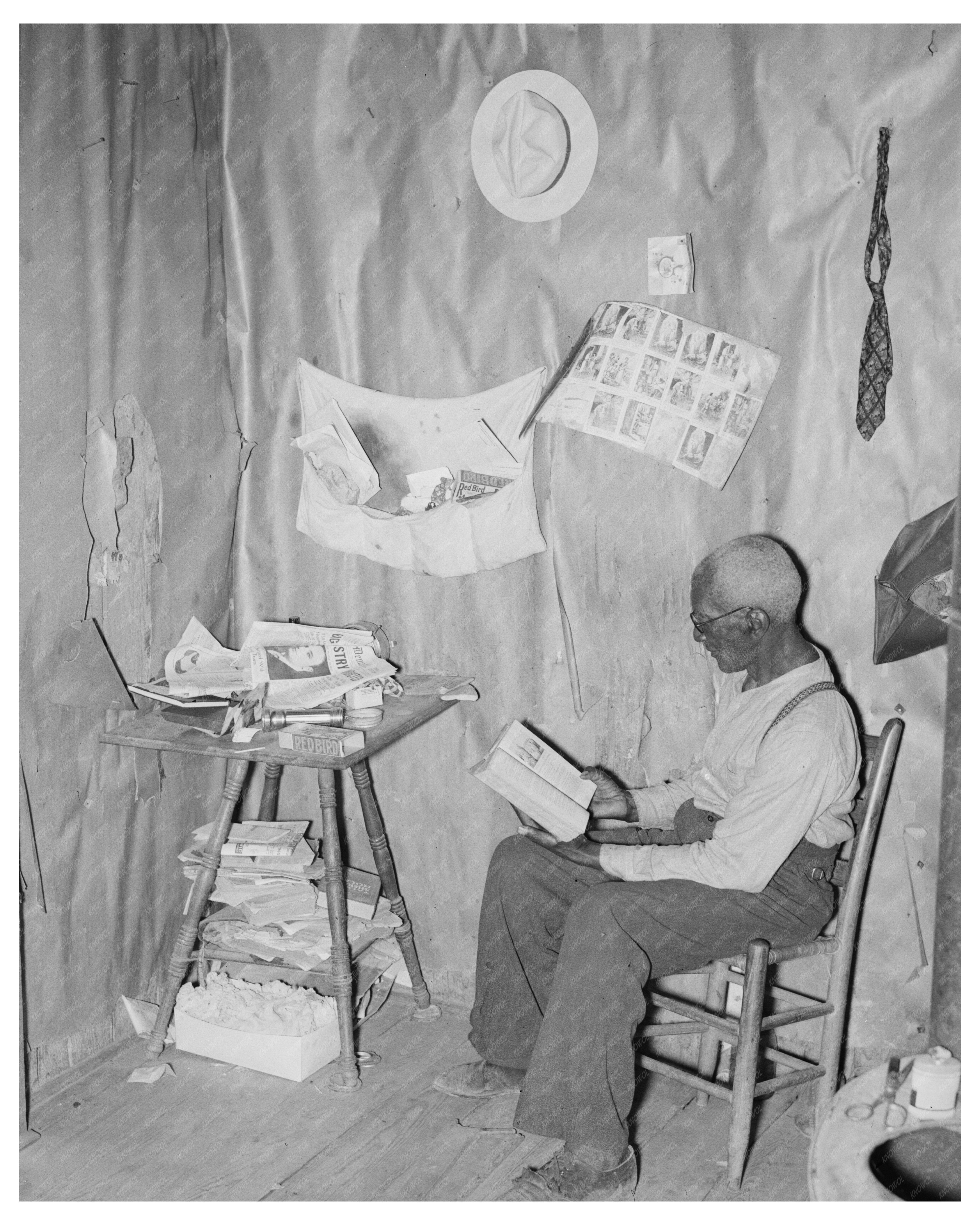 Elderly Sharecropper Reading Bible May 1938 Missouri