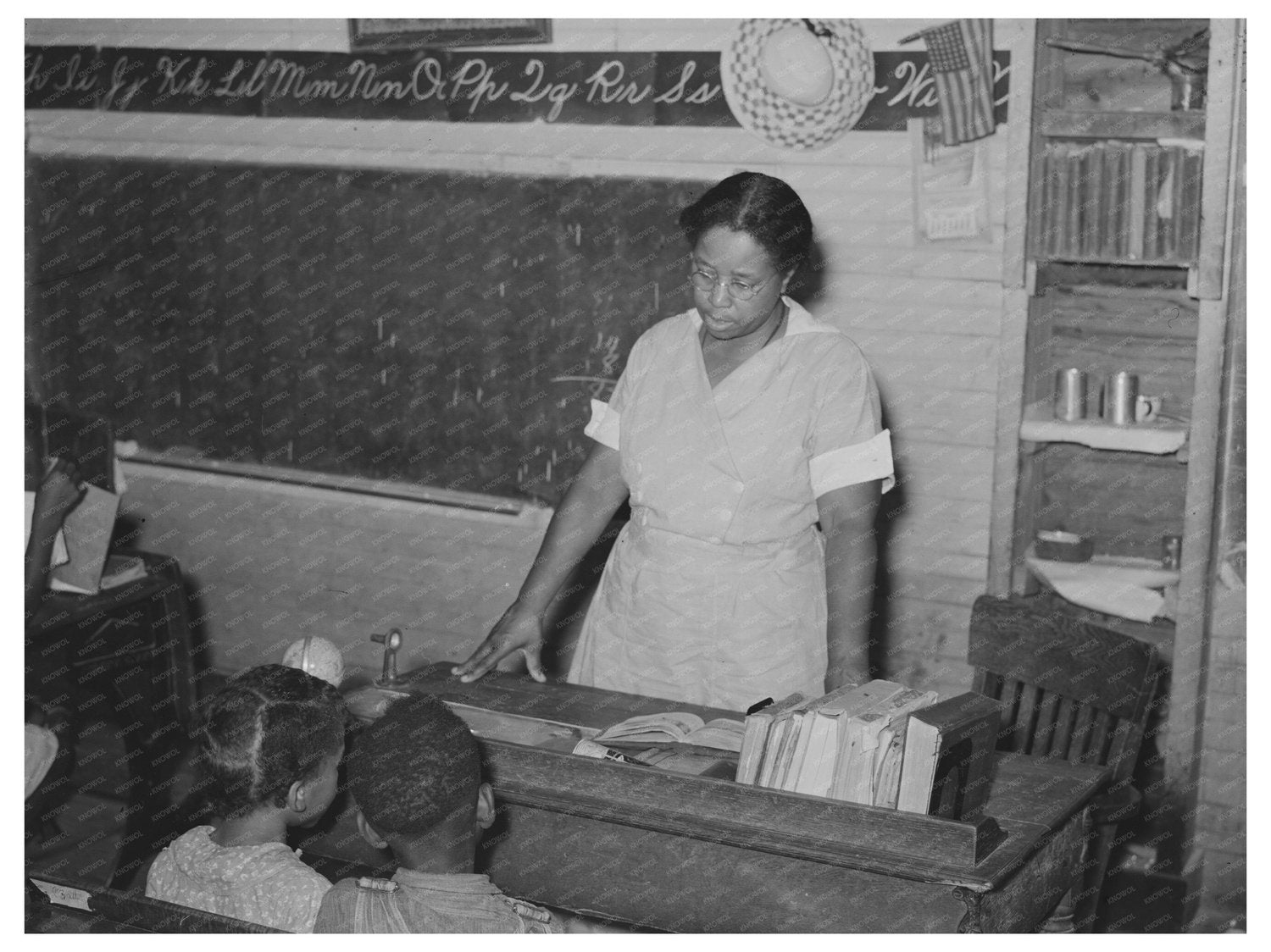 School Teacher with Students in New Madrid County 1938