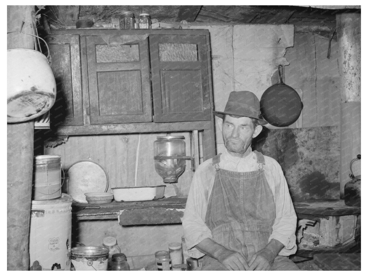 Tin Town Resident in Shack Home Caruthersville 1938