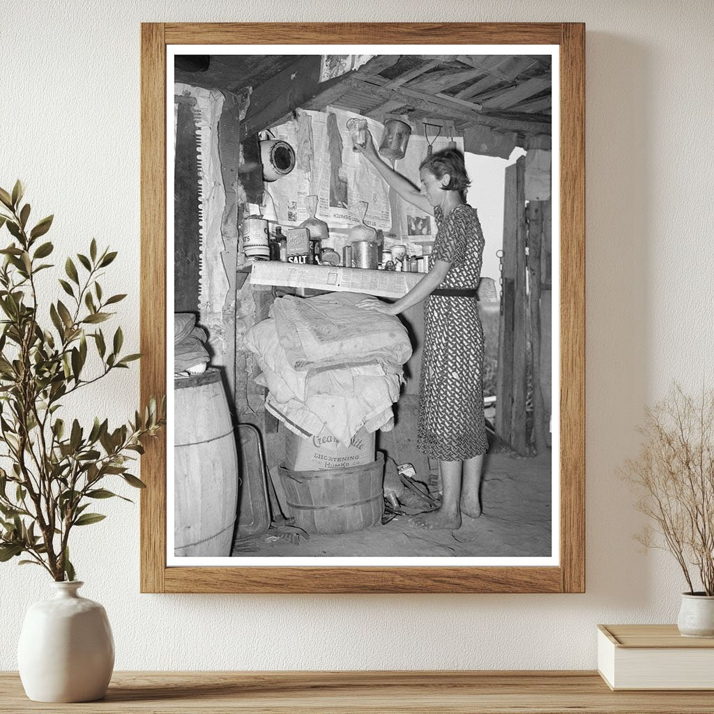 Vintage 1938 Woman in Shack at Tin Town Missouri