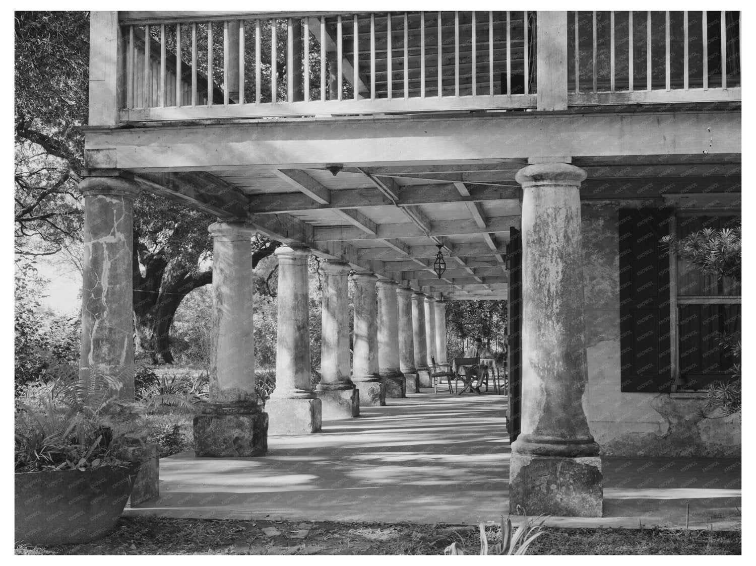 Plantation House Balcony Near New Orleans September 1938
