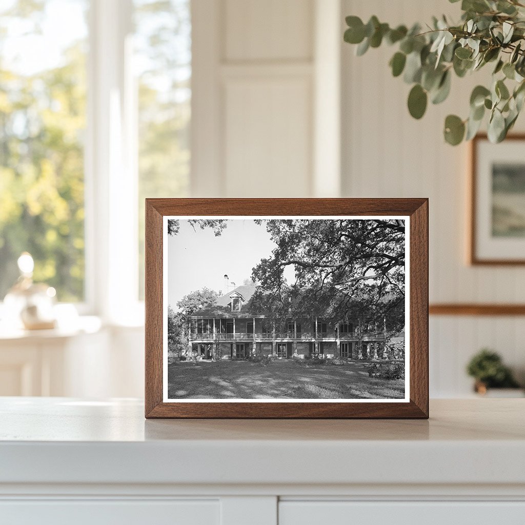 Vintage Plantation House Balcony Louisiana 1938