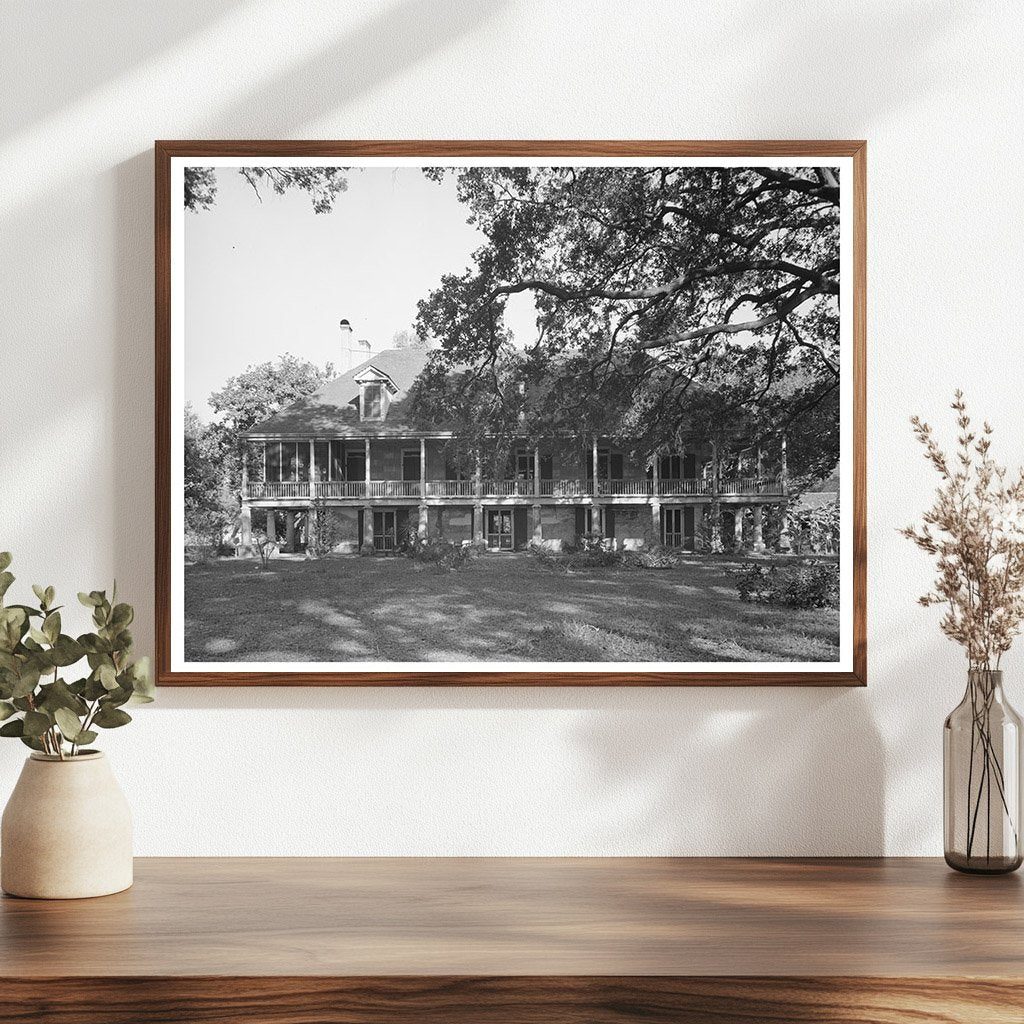 Vintage Plantation House Balcony Louisiana 1938