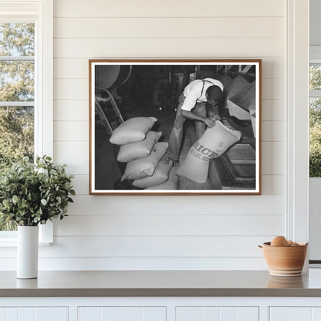 Rice Mill Worker Slitting Bag Seam Abbeville Louisiana 1938