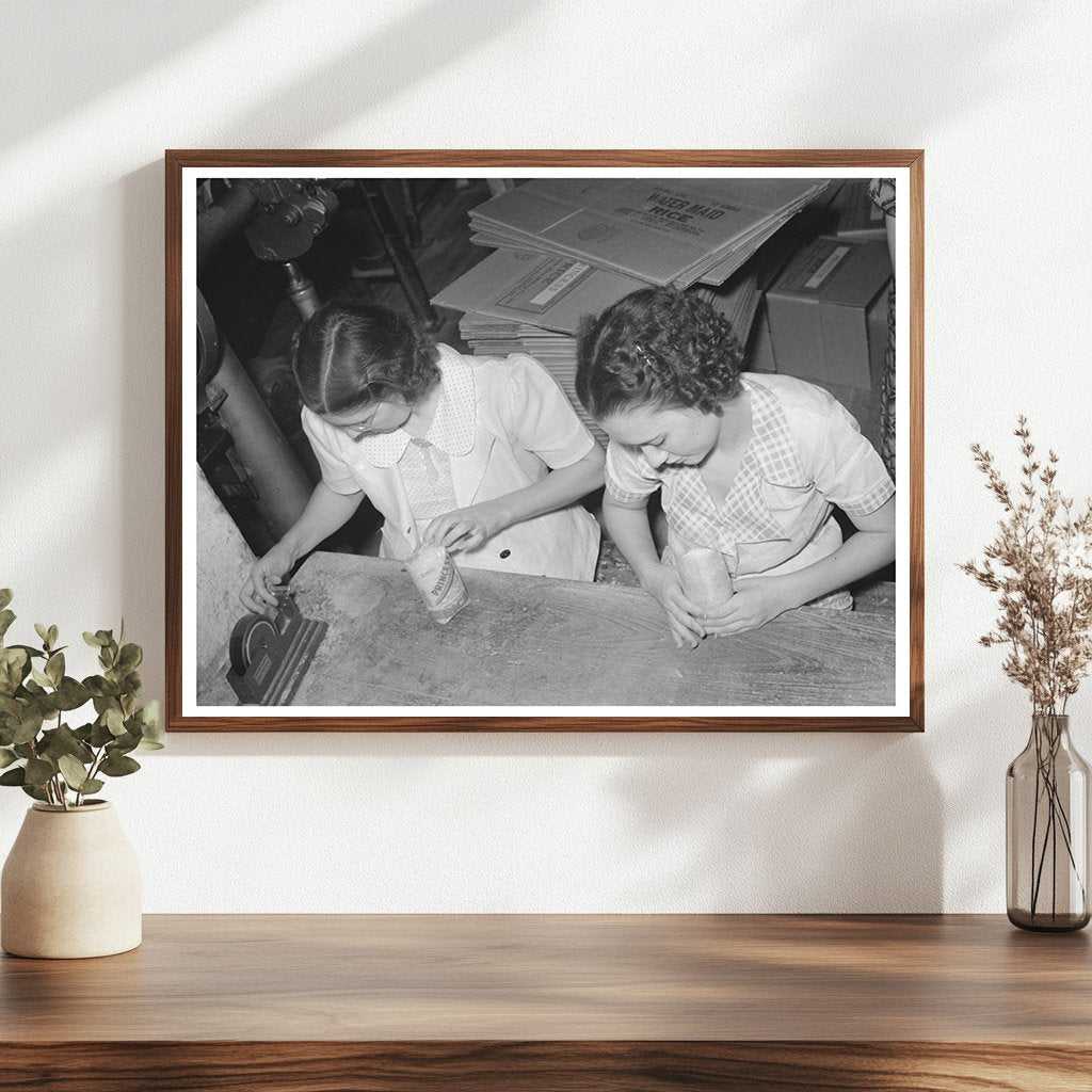 Vintage 1938 Workers Packaging Rice in Abbeville Louisiana