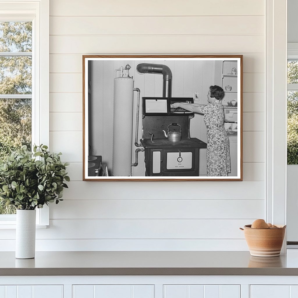 Vintage Stove and Hot Water Boiler in Arkansas Farm Home 1938