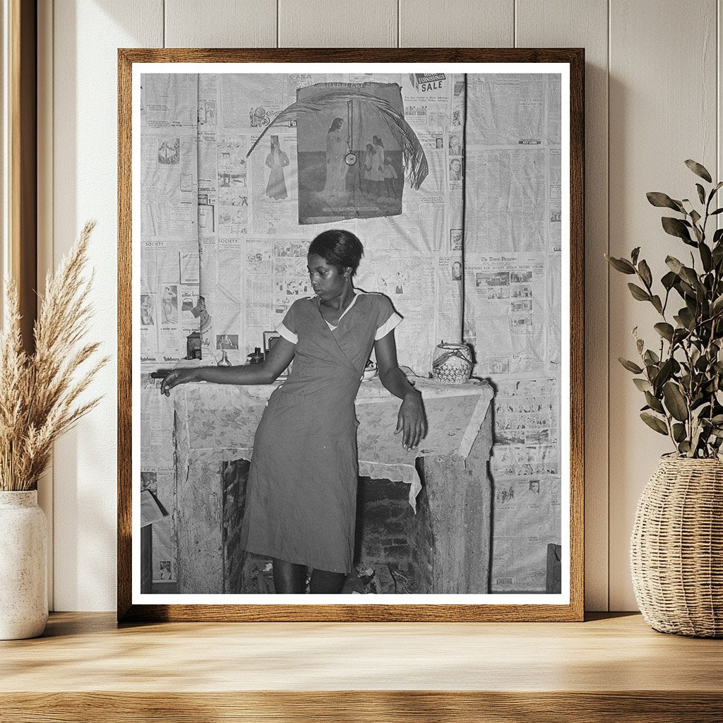 Young Girl by Fireplace in Norco Louisiana 1938