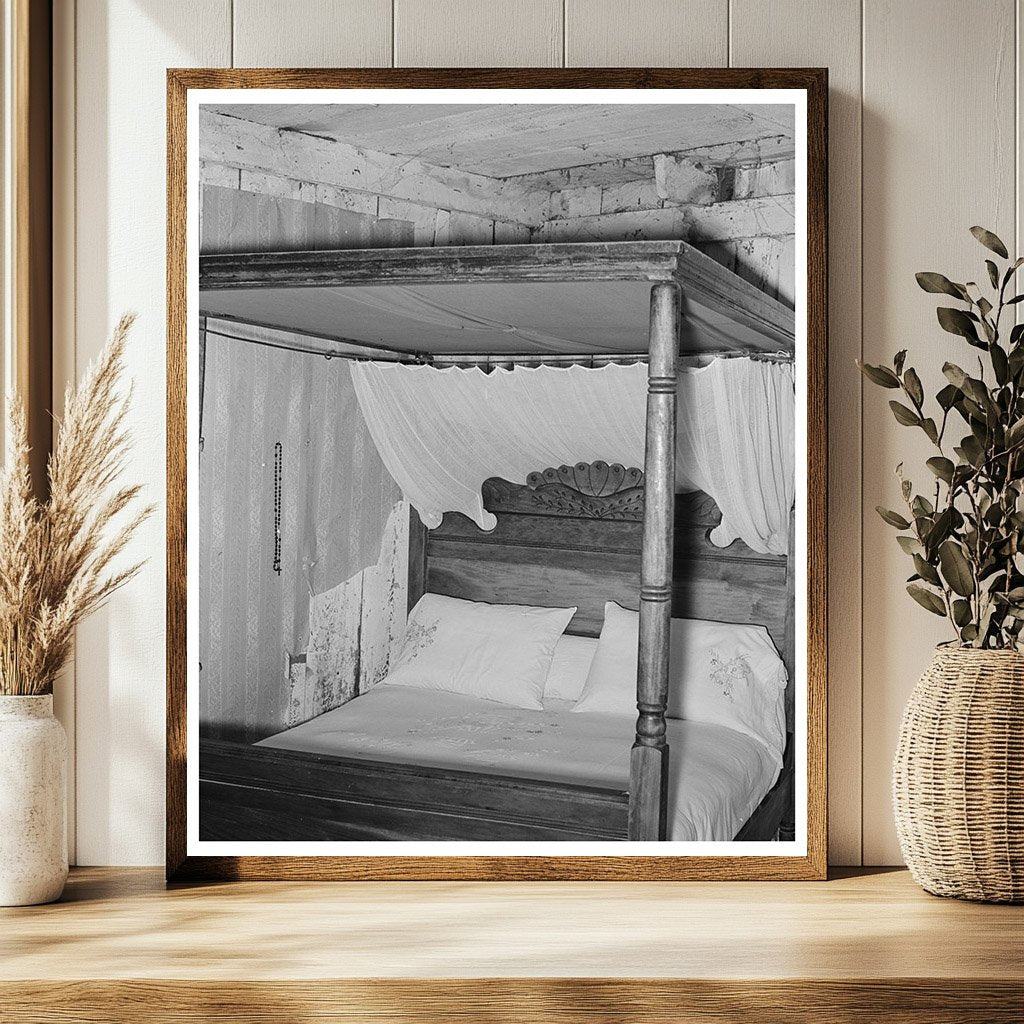 Vintage Four-Poster Bed in Rural Louisiana 1938