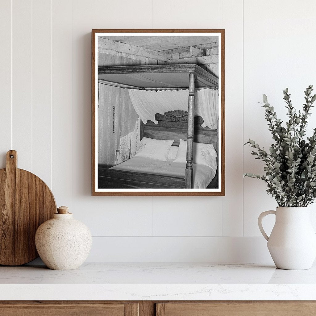 Vintage Four-Poster Bed in Rural Louisiana 1938