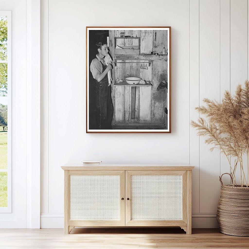 Vintage Photo of Child Washing Face in Louisiana 1938