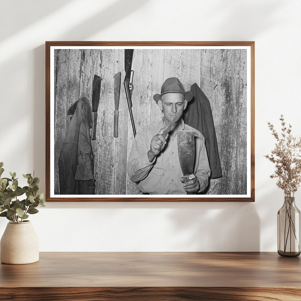 Emil Kimball Sharpening Cane Knife Morganza Louisiana 1938