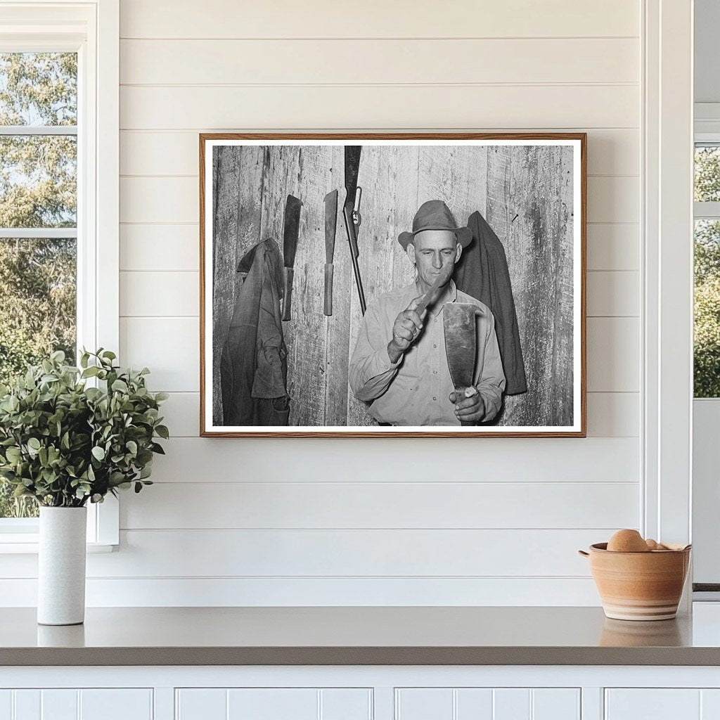 Emil Kimball Sharpening Cane Knife Morganza Louisiana 1938