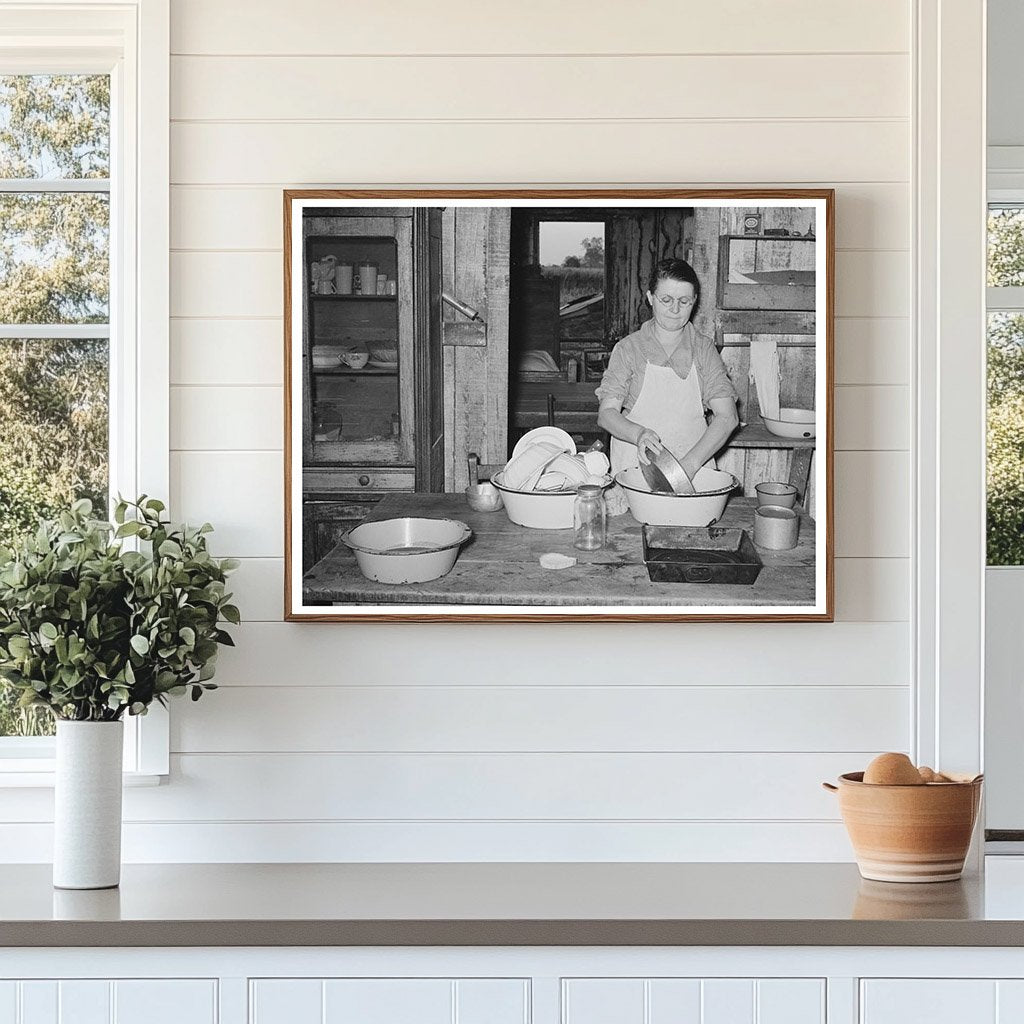 Mrs. M. LaBlanc Washing Dishes in Morganza Louisiana 1938