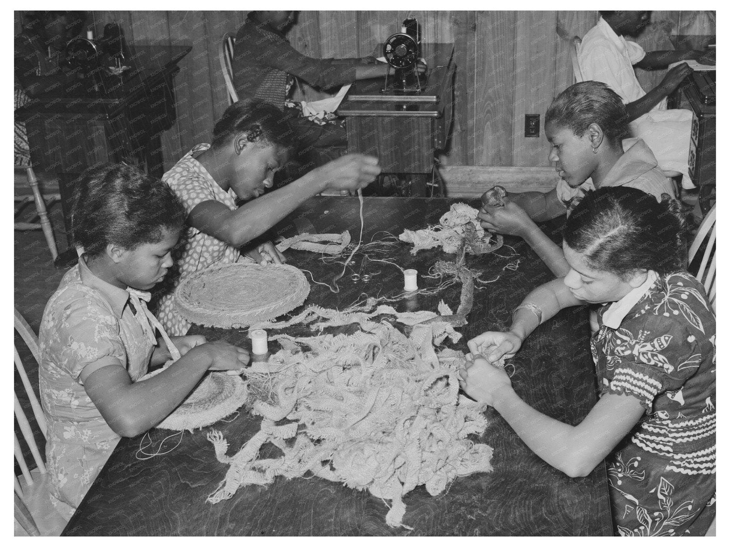 Lakeview Arkansas Pupils Making Rag Rugs December 1938