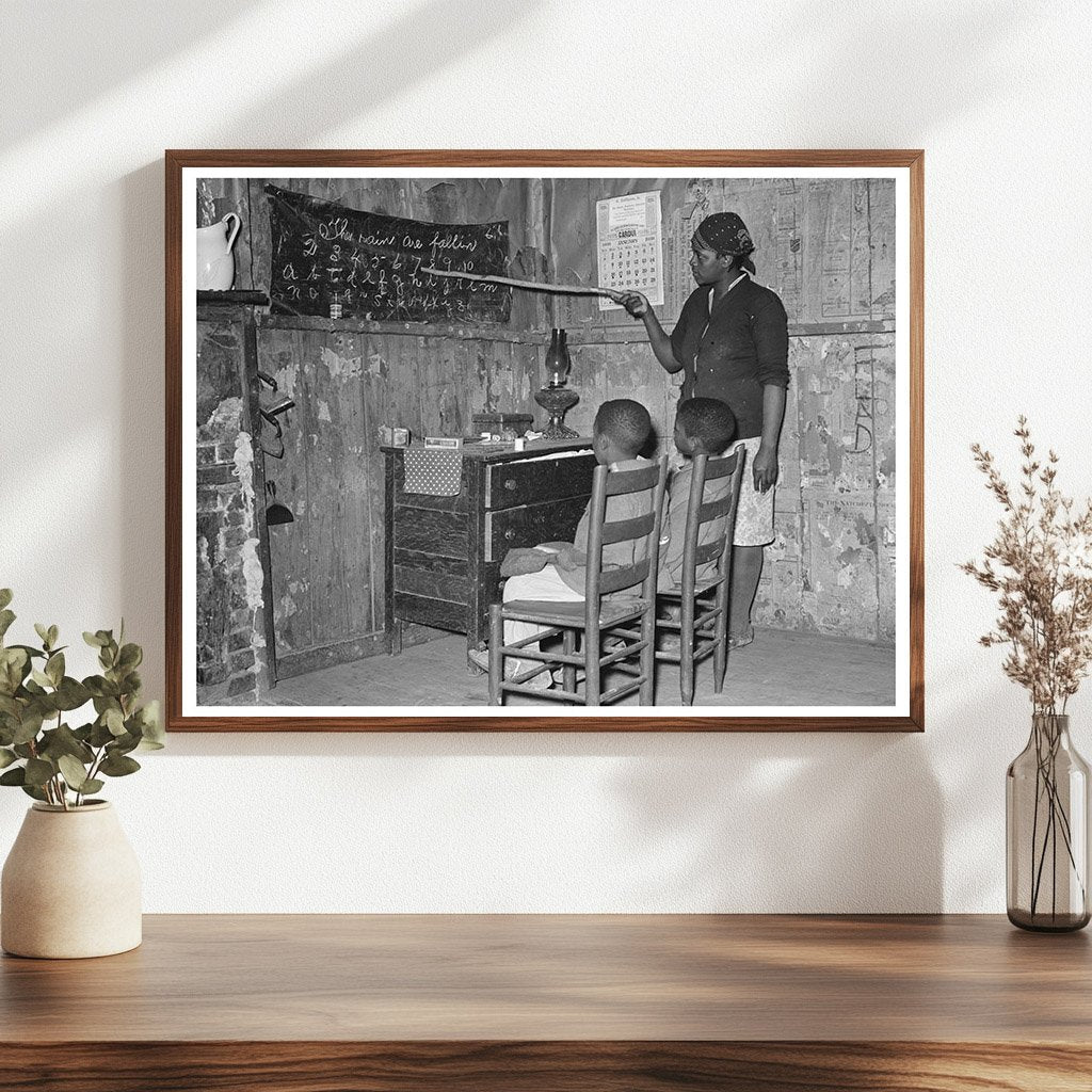 Mother Teaching Children Numbers and Alphabet 1939