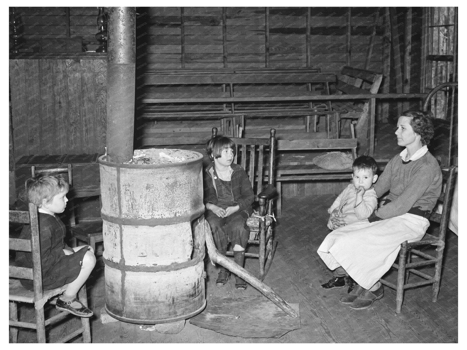 Mother and Children in Abandoned Church Mississippi 1939