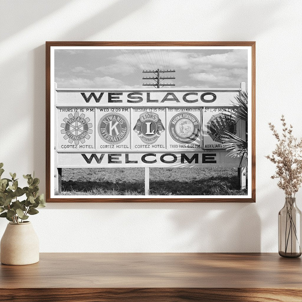 Weslaco Texas Sign February 1939 Historical Image