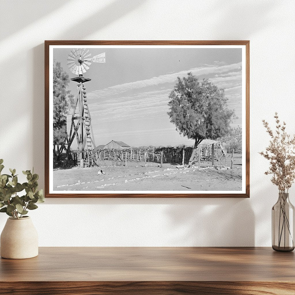 Windmill and Corral on Mexican Farm Hidalgo County 1939