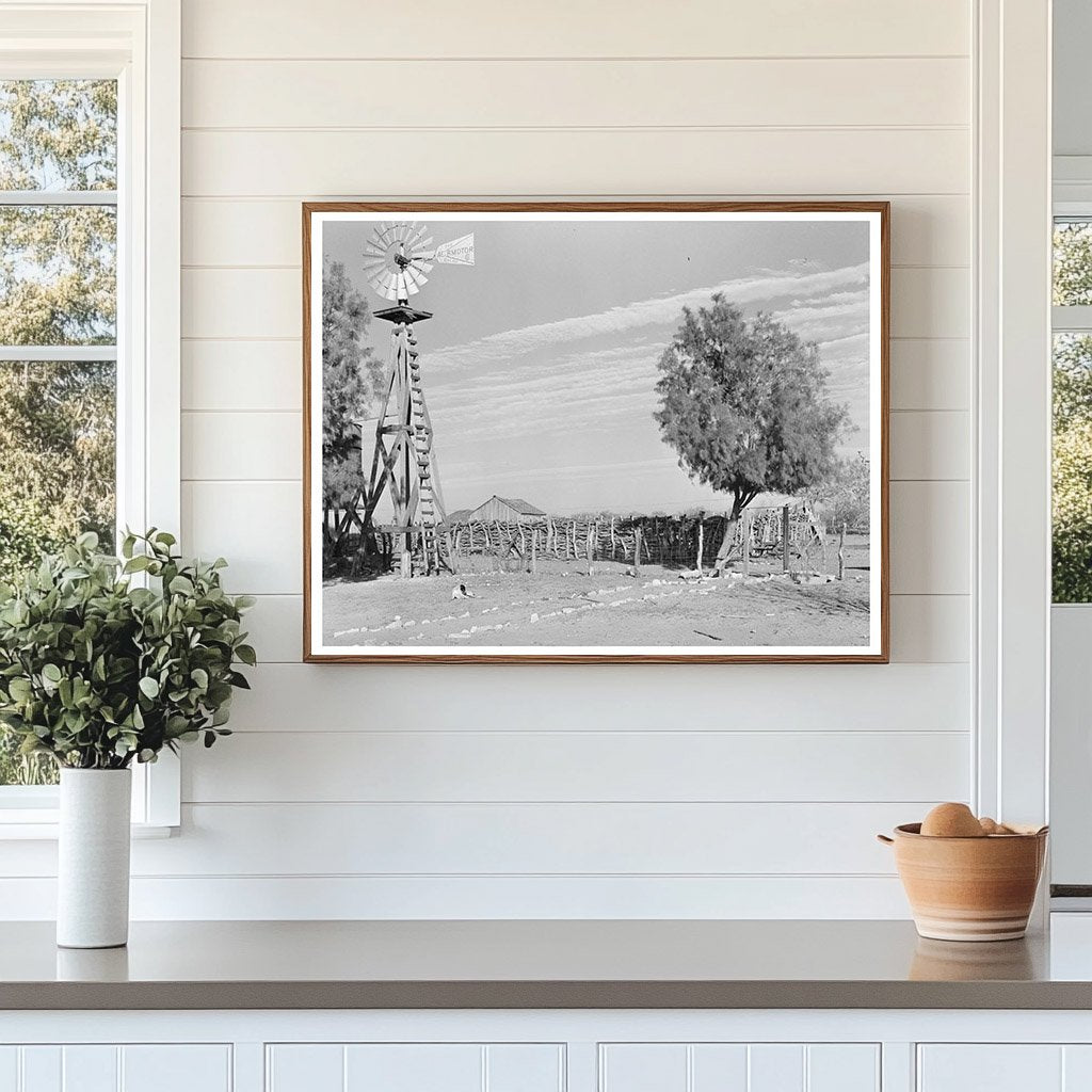 Windmill and Corral on Mexican Farm Hidalgo County 1939