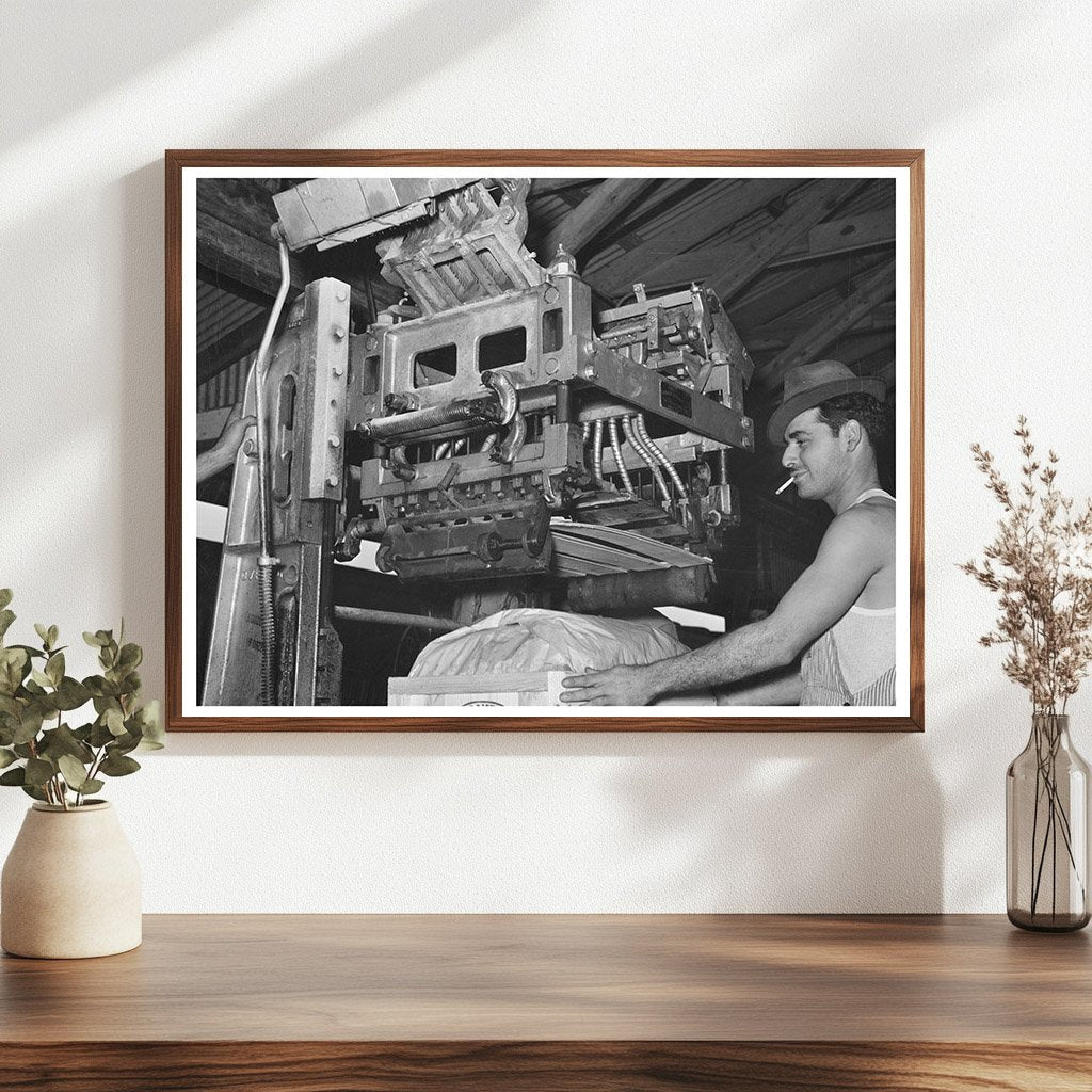 Lidding Machine for Vegetable Packing in Elsa Texas 1939