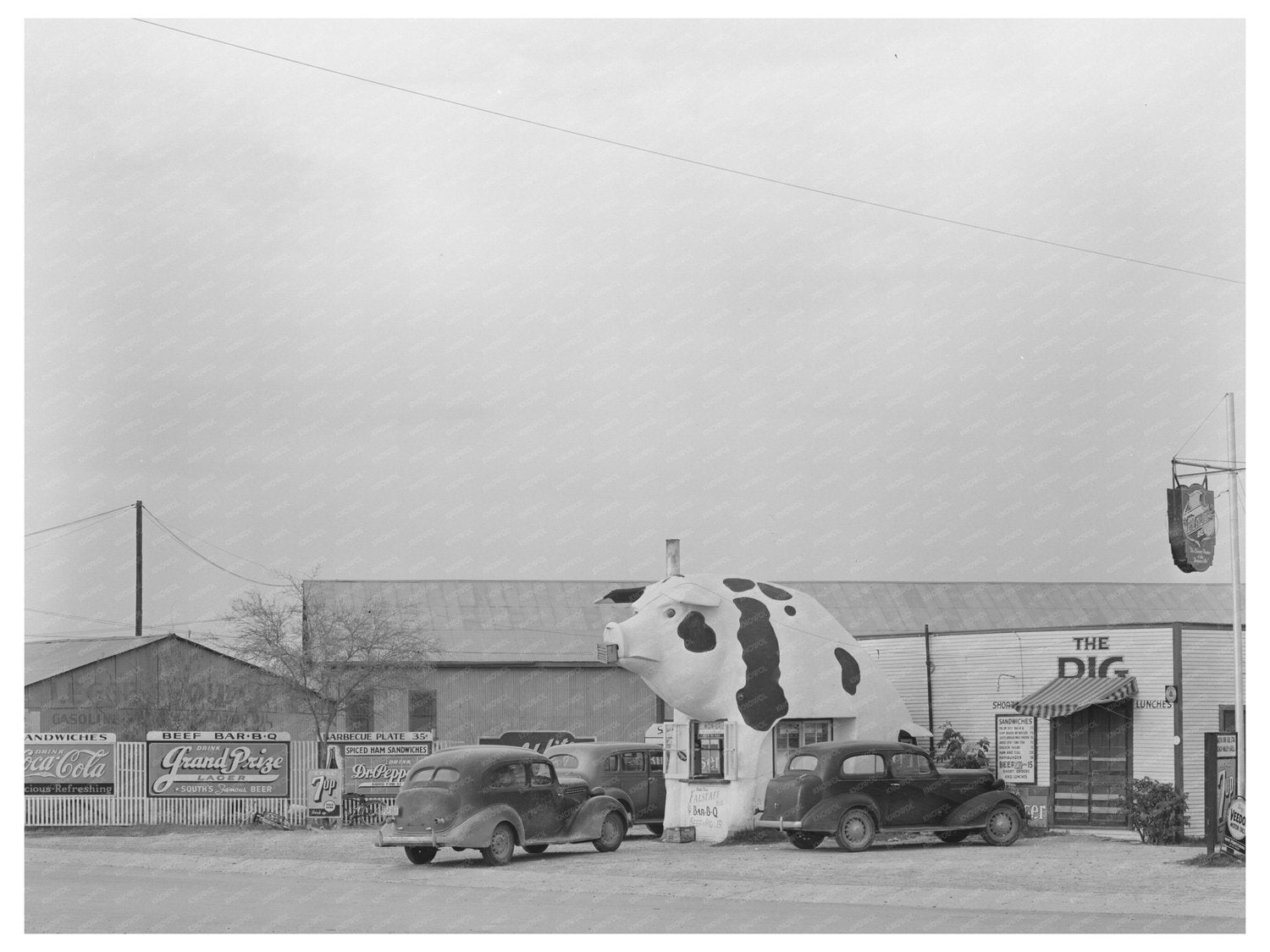 Vintage Pig-Shaped Roadside Stand Harlingen Texas 1939