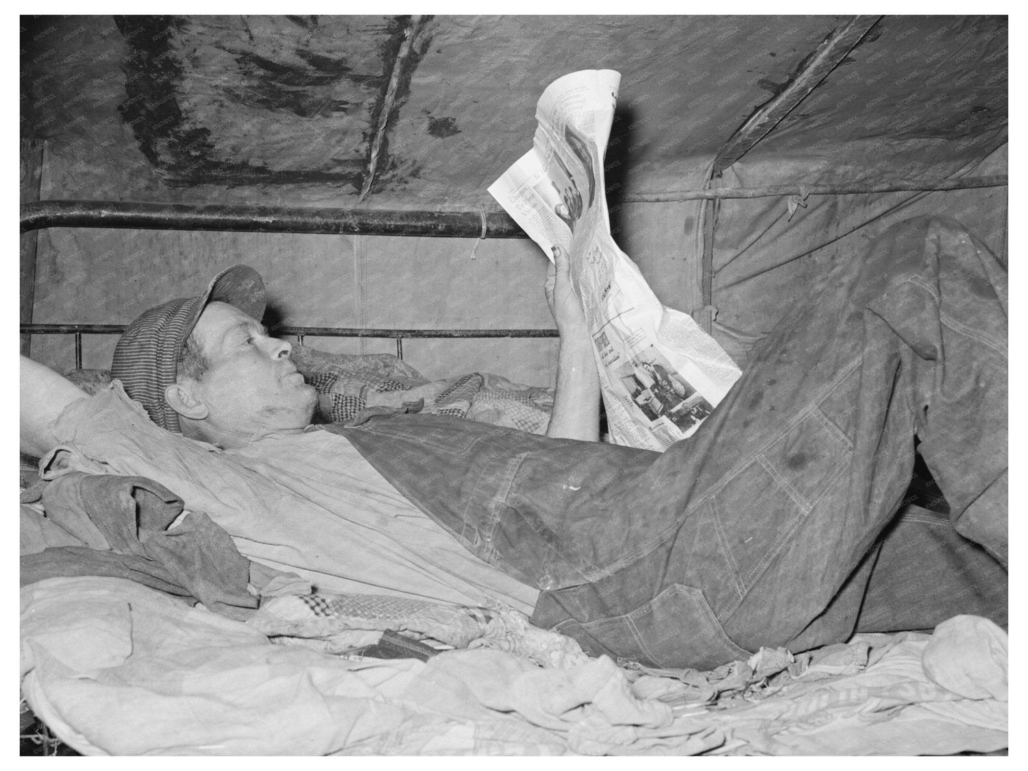 Migrant Worker Resting in Tent Home Mercedes Texas 1939