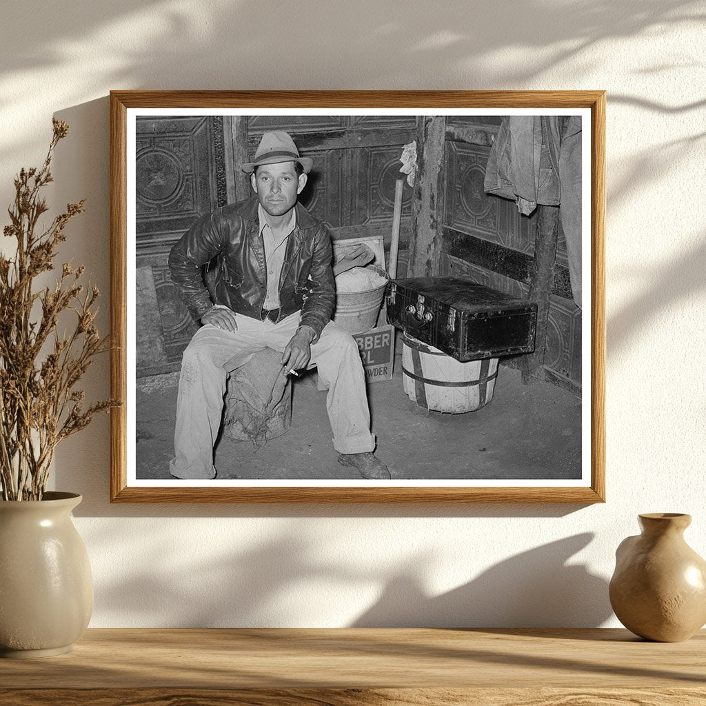 Mexican Man in One-Room Dwelling Robstown Texas 1939